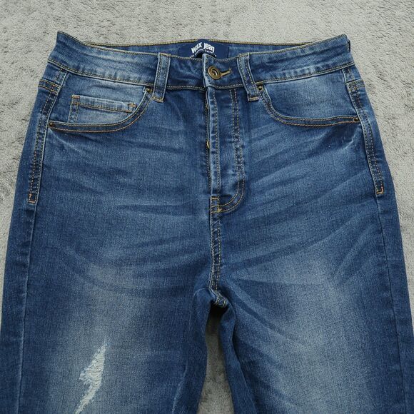 Wax Jeans Junior's Size 7/28 Blue High-Rise Skinny Denim 27" Inseam Distressed - Picture 14 of 16